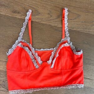 Lace Trimmed Orange Bralette